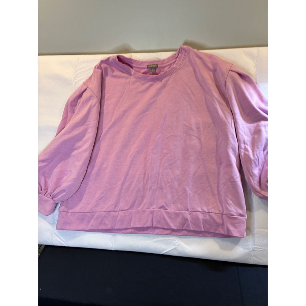 Falls Creek Womens 3X Orchid Pink Puff Sleeve Fleece Sweatshirt Crewneck